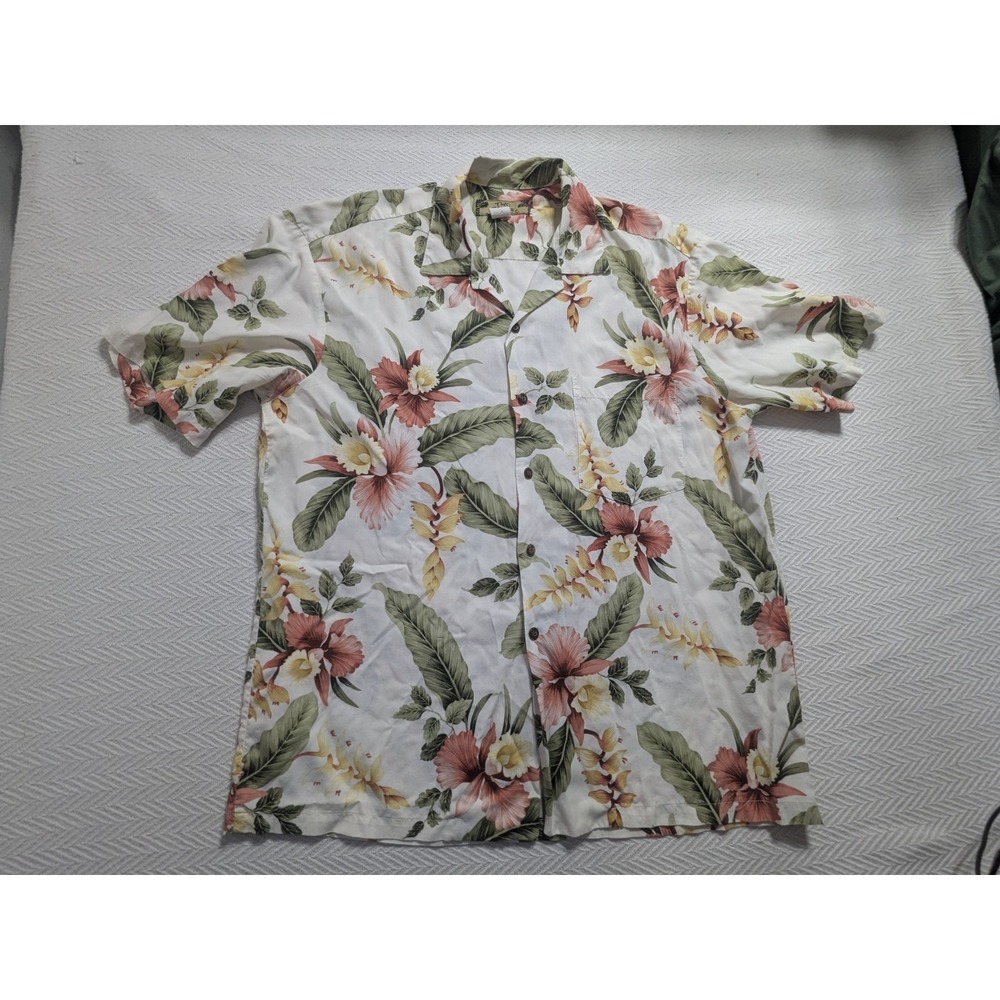Two Palms Hawaiian Camp Shirt Rayon Floral Aloha Men's L VTG Y2K